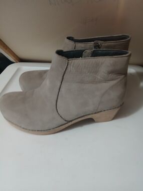 Women's DANSKO Taupe Suede Ankle Bootie - Classic Low Heel